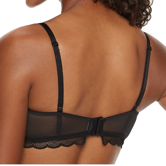 SO 🆕 bra 36B black floral mesh push up underwire - Picture 4 of 6